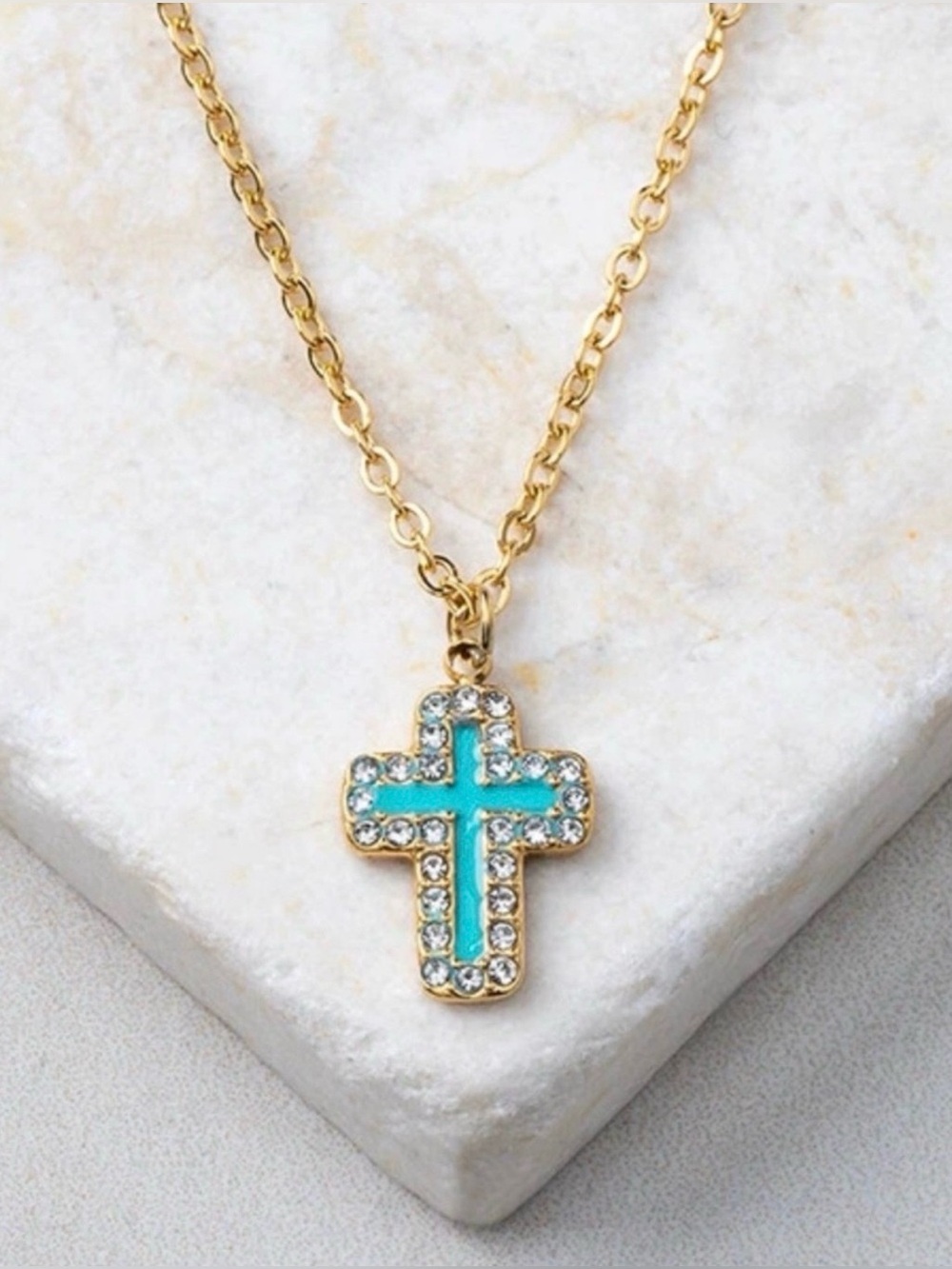✨ NEW  ✨ Cross Pendant Necklace with Turquoise ✨